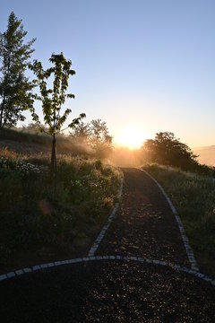 Weg in Richtung der aufgehenden Sonne bei Berglen