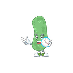 Enterobacteriaceae mascot design concept holding a circle clock
