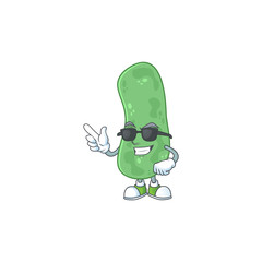 Super cute enterobacteriaceae cartoon character wearing black glasses