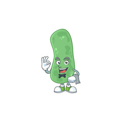 A enterobacteriaceae waiter cartoon character ready to serve