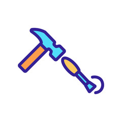 hammer in screws icon vector. hammer in screws sign. color symbol illustration