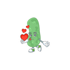 An adorable cartoon design of enterobacteriaceae holding heart