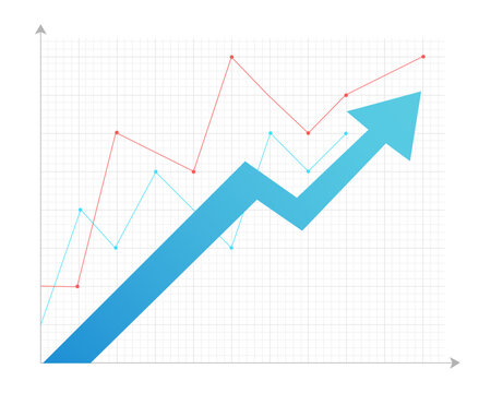Diagram rising. Diagram, graph growth. Vector chart. Stock vector illustration.