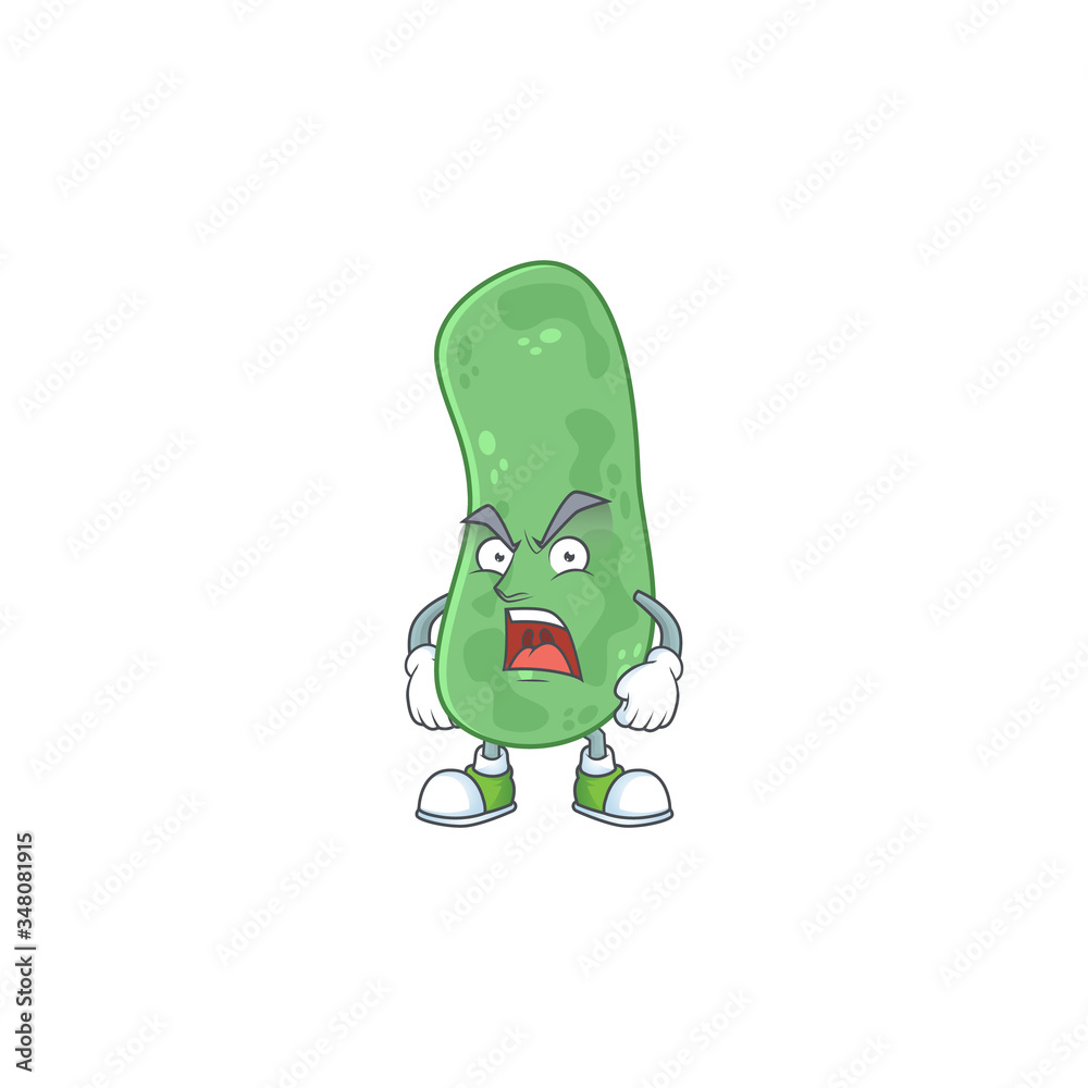 Sticker Enterobacteriaceae cartoon character design with mad face