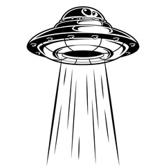 UFO line art on white background. Vector illustration.