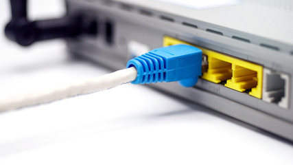 LAN network and internet connection, Ethernet RJ45 cable plug to lan port,modem router.