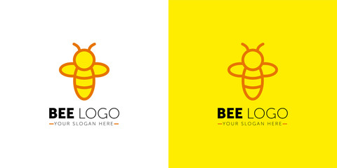 Bee Logo design vector template geometric style. Bug Logotype concept creative funny icon.