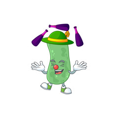 mascot cartoon style of enterobacteriaceae playing Juggling on stage