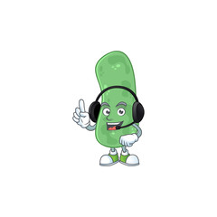 Enterobacteriaceae cartoon character style speaking on headphone