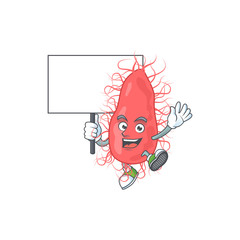 Sweet escherichia cartoon character rise up a board