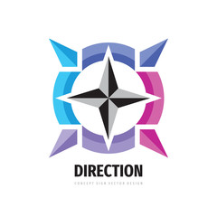 Obraz premium Direction compass concept logo design. Abstract creative business logo sign. Travel transport logo symbol. Vector illustration. 