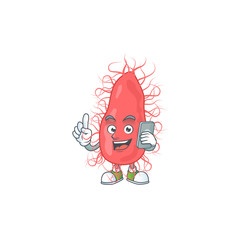 Cartoon design concept of escherichia talking on phone