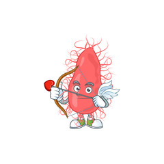 Charming picture of escherichia Cupid mascot design concept with arrow and wings