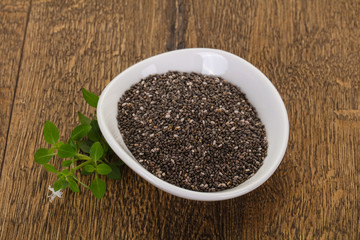 Dietary Chia seeds in the bowl