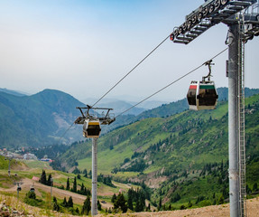 cableway in the mountains to view landscapes for tourists and people © Kirill