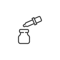 Essential oil line icon. linear style sign for mobile concept and web design. Oil bottle and pipette outline vector icon. Symbol, logo illustration. Vector graphics