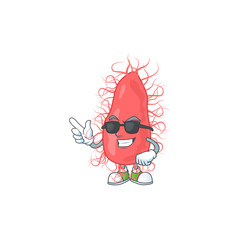Super cute escherichia cartoon character wearing black glasses