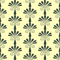 Seamless pattern of stylised flowers on a off white background