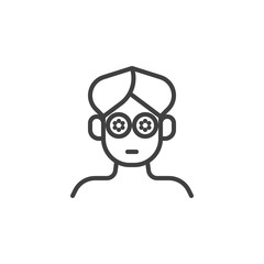 Face mask, skin care line icon. linear style sign for mobile concept and web design. Spa beauty treatment outline vector icon. Symbol, logo illustration. Vector graphics