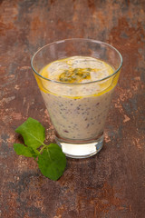 Pudding with chia and passion fruit
