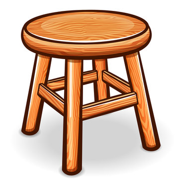 Vector Cartoon Wooden Stool Isolated