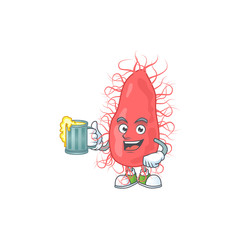 Happy escherichia mascot style toast with a glass of beer