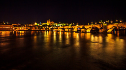 Fototapeta na wymiar Charles Bridge at night in Prague, Czech Republic