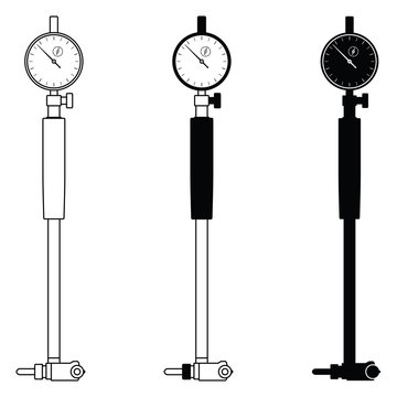 Dial bore gage. Measuring instrument. Vector illustration
