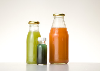 extract of various bottled vegetables and fruits