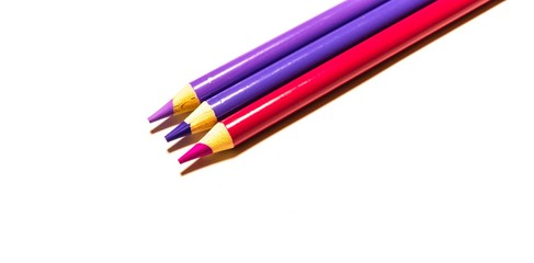 Pink and Purple Wooden Pencils isolated 