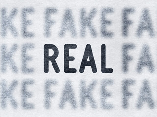 Real or fake - word on paper background	
