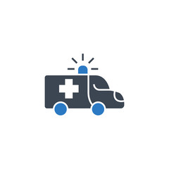 Ambulance Car related vector glyph icon. Isolated on white background. Vector illustration.