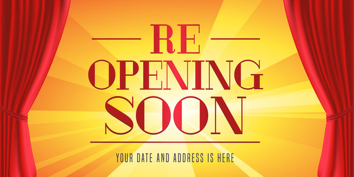 Grand opening and re-opening vector illustration, banner