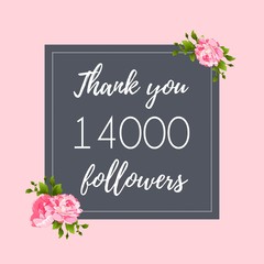 Thank you 14,000 followers social media banner, post