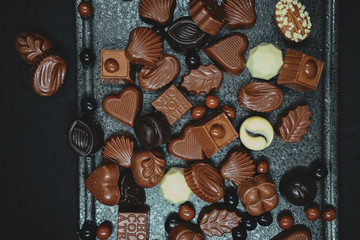 chocolate top view. traditional ramadan feast servings.