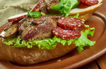 Chicken liver  chorizo open sandwich