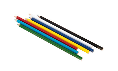 Multicolored pencils isolated on white background. Concept of back to school