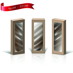 3d realistic vector brown
 mock up of chocolate bar cardboard box. Isolated illustration.