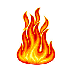 Fire Flames with Bright Orange Blazing Tongues Vector Illustration