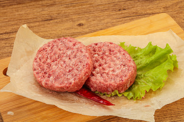 Raw beef cutlet for burger