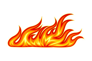 Fire Flames with Bright Orange Blazing Tongues Vector Illustration