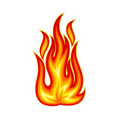 Flame Body with Bright Orange Blazing Tongues Vector Illustration