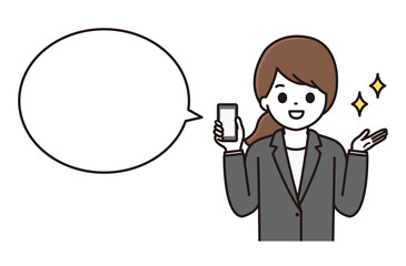 女性 スマホ 吹き出し イラスト