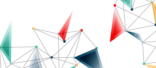 Line points connections, triangular technology design. Abstract geometric background