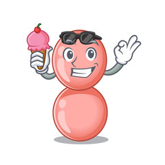 Obraz premium Cartoon design concept of neisseria gonorrhoeae having an ice cream