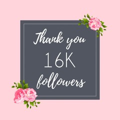 Thank you 16 K followers social media banner, post