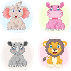 Set of cartoon zoo animals