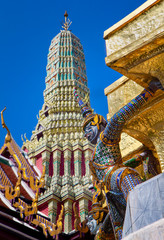 Demon Guardian at Wat Phra Kaew or Wat Phrasrirattana Sasadaram is one of Bangkok's most famous tourist, Thailand