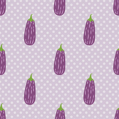 Cartoon Aubergine. Colored Seamless Patterns