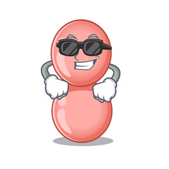 Cool neisseria gonorrhoeae cartoon character wearing expensive black glasses